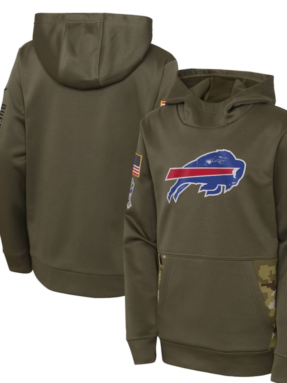 Youth Buffalo Bills Nike Olive Salute To Service Performance Pullover Hoodie